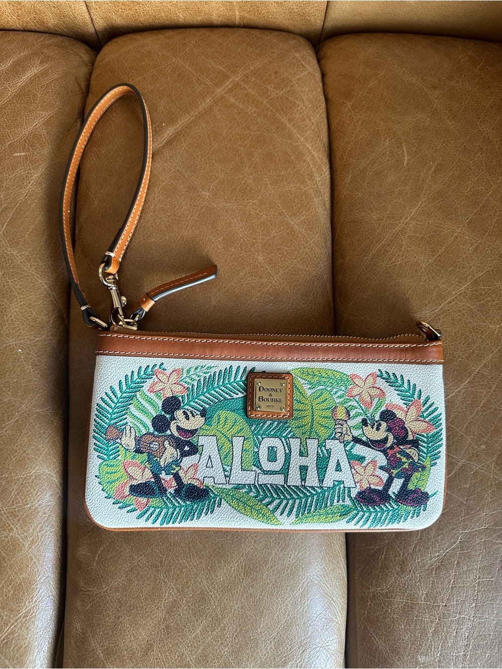 Dooney & Bourke Aulani Exclusive Paradise Vibes Mickey & Minnie Wristlet